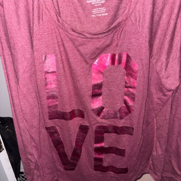 American Eagle Outfitters Tops - American Eagle Outfitters Pink 'LOVE' Graphic Pullover
